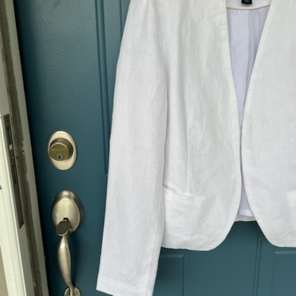 CYNTHIA ROWLEY WHITE LINEN JACKET SIZE MEDIUM - Picture 9 of 14